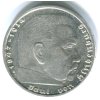 NĚMECKO. 2 Mark 1939/B. Hindenburg, hákový kříž. Ag.